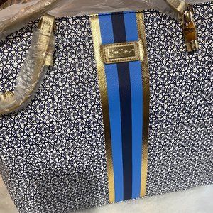 Lilly Pulitzer Mizner Tote- True Navy Lilly's Lemons